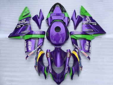 2004-2005 Kawasaki ZX10R Motorcycle Fairings - Green Purple Trick Star UK Manufacturers