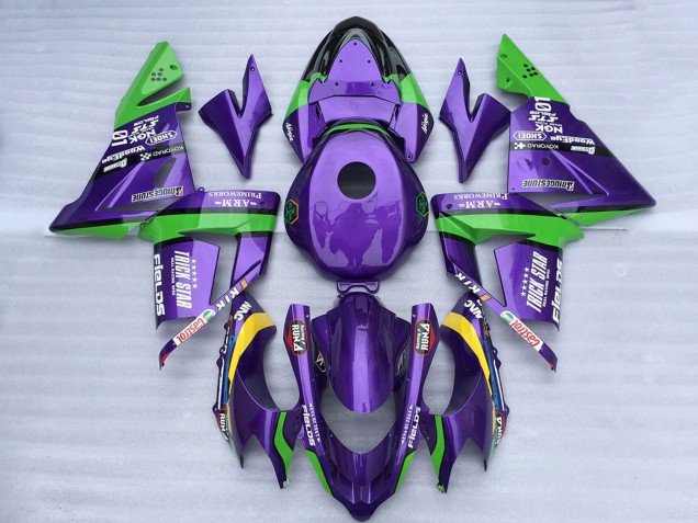 2004-2005 Kawasaki ZX10R Motorcycle Fairings - Green Purple Trick Star UK Manufacturers
