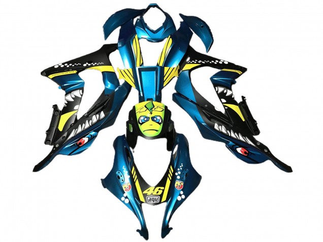 2016-2020 Kawasaki ZX10R Abs Motorcycle Fairings - Light Blue Yellow Shark UK Manufacturers