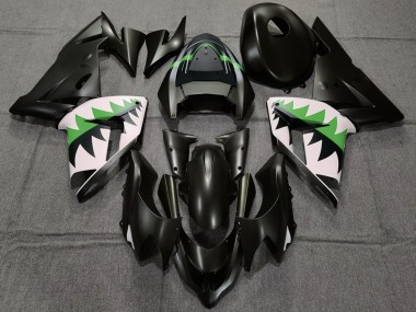 2004-2005 Kawasaki ZX10R Motorcycle Fairings - Matte Black and Green UK Manufacturers