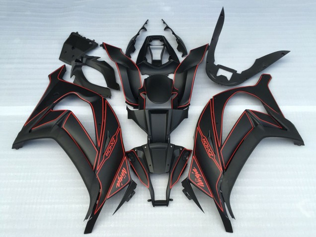 2011-2015 Kawasaki ZX10R Motorcycle Fairings - Matte Black Red UK Manufacturers