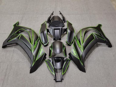 2011-2015 Kawasaki ZX10R Motorcycle Fairings - Matte Black Green Lining UK Manufacturers