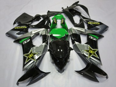 2008-2010 Kawasaki ZX10R Motorcycle Fairings - Grey Green Black Rockstar UK Manufacturers