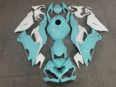 2019-2022 Kawasaki ZX6R Motorcycle Fairings - White Aqua Blue UK Manufacturers