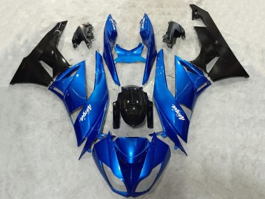 2009-2012 Kawasaki ZX6R Motorcycle Fairing - Blue Glossy Black UK Manufacturers