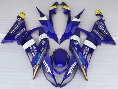 2013-2018 Kawasaki ZX6R Motorcycle Fairings - Blue White Yellow Trick Star Bridgestone UK Manufacturers