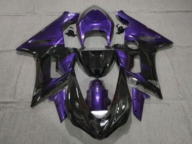 2005-2006 Kawasaki ZX6R Motorcycle Fairings - Purple Glossy Black UK Manufacturers