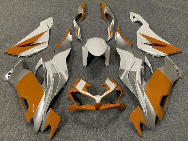 2019-2022 Kawasaki ZX6R Motorcycle Fairings - White Silver Orange UK Manufacturers