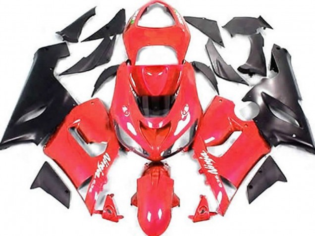 2005-2006 Kawasaki ZX6R Motorcycle Fairings - Red Matte Black UK Manufacturers