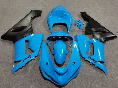 2005-2006 Kawasaki ZX6R Motorcycle Fairings - Vibrant Blue Matte Black UK Manufacturers