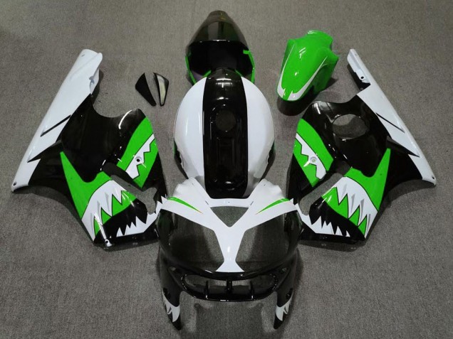 2002-2006 Kawasaki ZX12R Motorcycle Fairings - Green Black White Shark UK Manufacturers