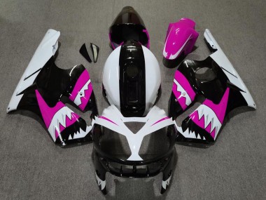 2002-2006 Kawasaki ZX12R Motorcycle Fairings - Pink Black White Shark UK Manufacturers
