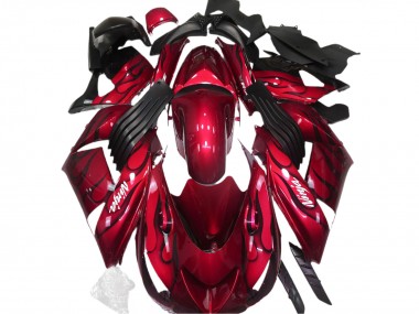2006-2011 Kawasaki ZX14R Motorcycle Fairings - Red Black Flame White Ninja UK Manufacturers