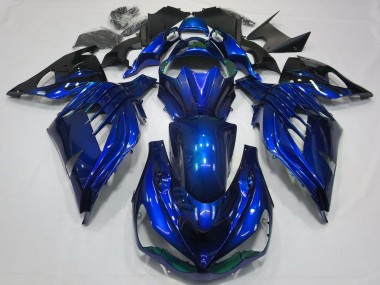 2012-2024 Kawasaki ZX14R ZZR1400 Motorcycle Fairings - Blue Glossy Black UK Manufacturers