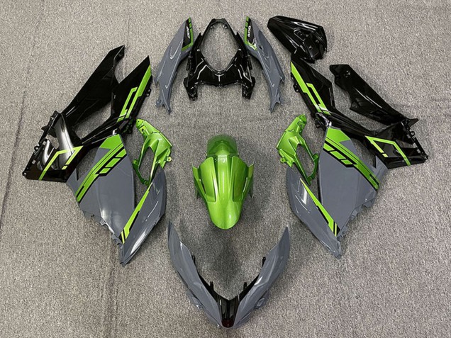 2018-2024 Kawasaki Ninja 400 Motorcycle Fairings - Green Nardo Grey Glossy Black UK Manufacturers