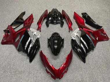 2018-2024 Kawasaki Ninja 400 Motorcycle Fairings - Red Glossy Black UK Manufacturers
