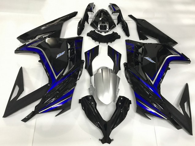 2013-2024 Kawasaki Ninja 300 Motorcycle Fairings - Glossy Black Blue UK Manufacturers