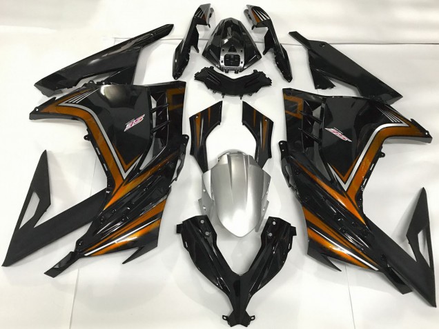 2013-2024 Kawasaki Ninja 300 Motorcycle Fairings - Glossy Black Orange UK Manufacturers