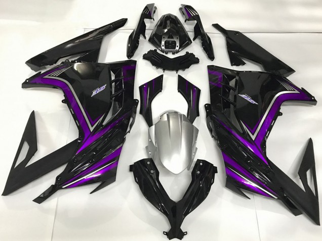 2013-2024 Kawasaki Ninja 300 Motorcycle Fairings - Glossy Black Purple UK Manufacturers