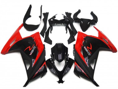 2013-2024 Kawasaki Ninja 300 Motorcycle Fairings - Red Glossy Black UK Manufacturers