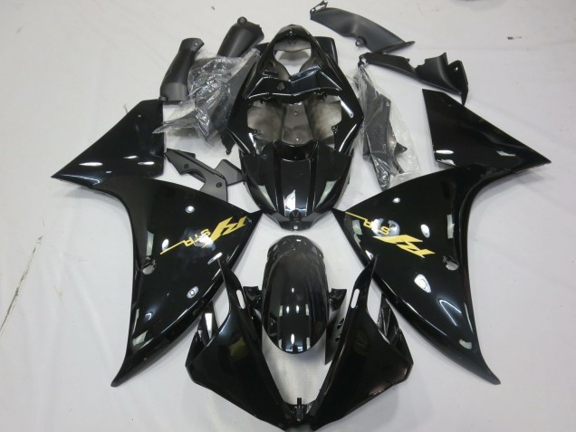2009-2011 Yamaha R1 Motorcycle Fairings - Glossy Black Gold Decal UK Manufacturers