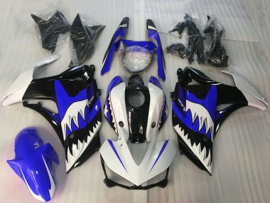 2015-2018 Yamaha R3 Motorcycle Fairings - White Blue Glossy Black Shark UK Manufacturers