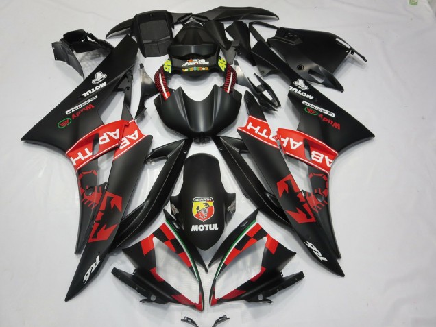 2006-2007 Yamaha R6 Motorcycle Fairings - Matte Black Red Abarth Motul Michelin UK Manufacturers
