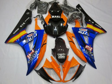 2006-2007 Yamaha R6 Motorcycle Fairings - Orange Blue Glossy Black Castrol UK Manufacturers