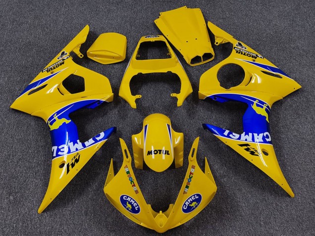 2005 Yamaha R6 Motorcycle Fairings - Yellow Blue White Camel Motul UK Manufacturers
