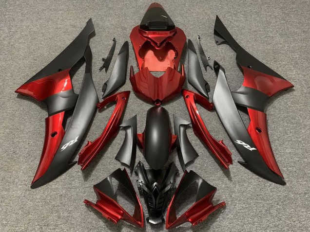 2008-2016 Yamaha R6 Motorcycle Fairings - Red Matte Black UK Manufacturers