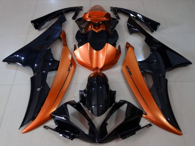 2008-2016 Yamaha R6 Motorcycle Fairings - Orange Glossy Black UK Manufacturers