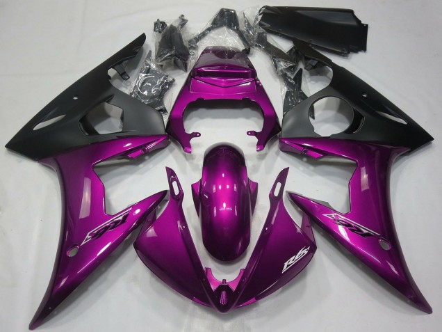 2005 Yamaha R6 Motorcycle Fairings - Dark Pink Matte Black UK Manufacturers