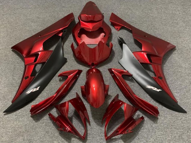 2006-2007 Yamaha R6 Motorcycle Fairings - Red Matte Black UK Manufacturers