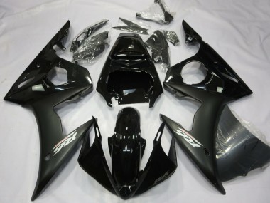 2003-2004 Yamaha R6 Motorcycle Fairings - Glossy Black Matte Black White Decals UK Manufacturers