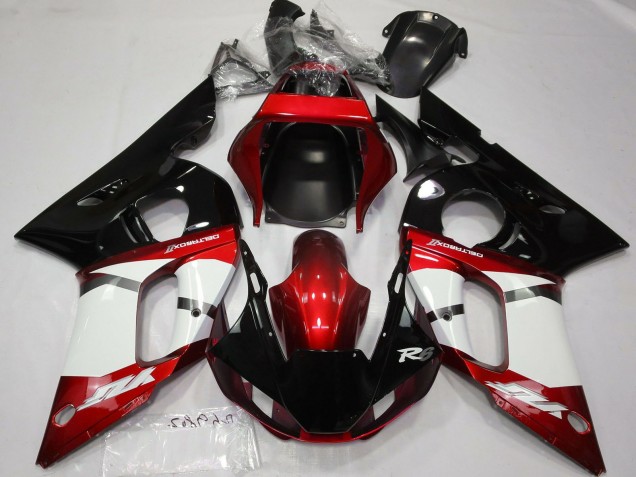 1998-2002 Yamaha R6 Motorcycle Fairing - Red White Glossy Black UK Manufacturers