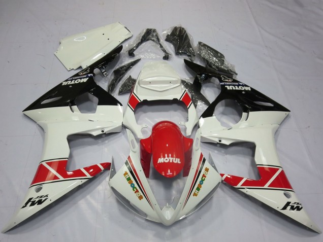 2005 Yamaha R6 Motorcycle Fairings - White Red Glossy Black Motul UK Manufacturers