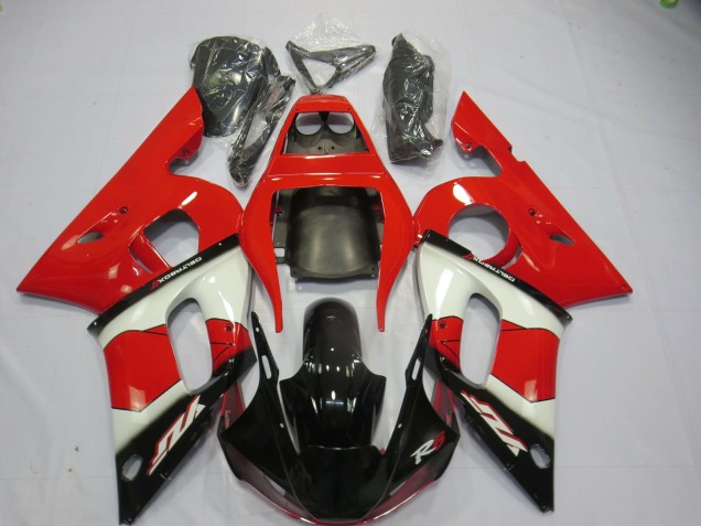 1998-2002 Yamaha R6 Motorcycle Fairings - Red White Glossy Black UK Manufacturers