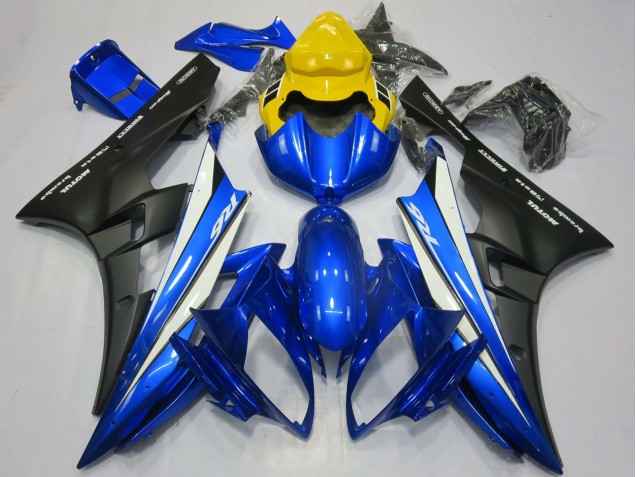 2006-2007 Yamaha R6 Motorcycle Fairings - Yellow Blue White Matte Black Motul UK Manufacturers
