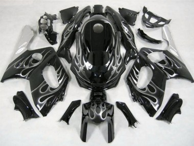 1996-2007 Yamaha YZF600R Thundercat Motorcycle Fairings - Glossy Black Silver Flame UK Manufacturers