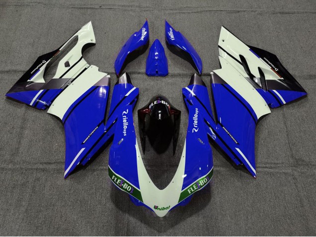 2015-2020 Ducati 959 1299 Motorcycle Fairings - Blue White Glossy Black Unibat Flex-Box OEM Style UK Manufacturers