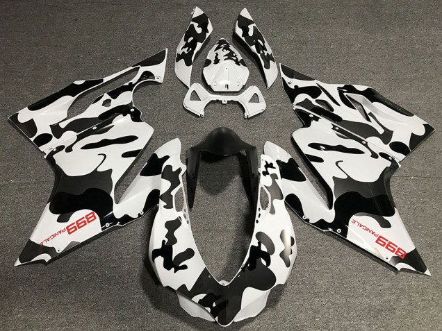 2011-2014 Ducati 899 Motorcycle Fairings - White Black Camouflage UK Manufacturers