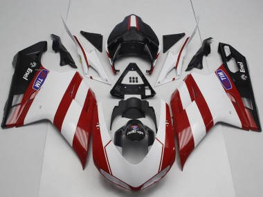 2007-2014 Ducati 848 1098 1198 Motorcycle Fairing - White Red Glossy Black UK Manufacturers