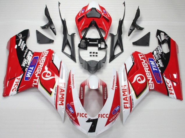 2007-2014 Ducati 848 1098 1198 Motorcycle Fairings - White Red Blue Glossy Black Ficc Fiamm 7 UK Manufacturers