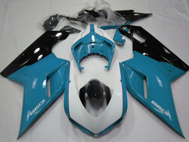 2007-2014 Ducati 1098 Motorcycle Fairings - Blue White Glossy Black UK Manufacturers
