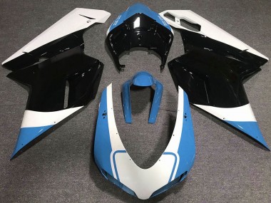 2007-2014 Ducati 848 1098 1198 Motorcycle Fairings - White Blue Glossy Black UK Manufacturers