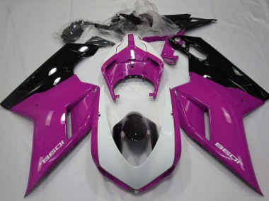 2007-2014 Ducati 1098 Motorcycle Fairings - Pink White Glossy Black UK Manufacturers