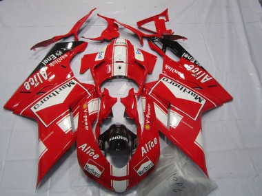 2007-2014 Ducati 848 1098 1198 Motorcycle Fairings - White Red Glossy Black Marlboro Alice UK Manufacturers