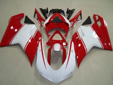 2007-2014 Ducati 848 1098 1198 Motorcycle Fairings - White Red UK Manufacturers