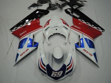 2007-2014 Ducati 848 Motorcycle Fairings - White Red Blue Glossy Black Corse 69 UK Manufacturers