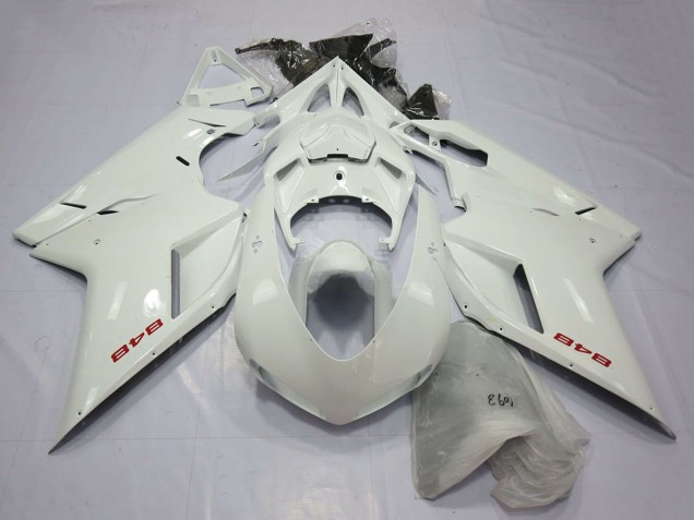 2007-2014 Ducati 848 Motorcycle Fairings - Pearl White UK Manufacturers